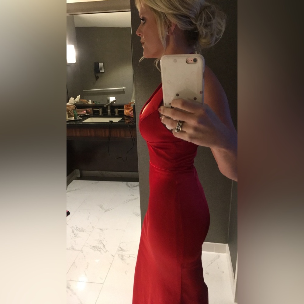 Sherri Hill red satin prom/formal dress. - Picture 3 of 3